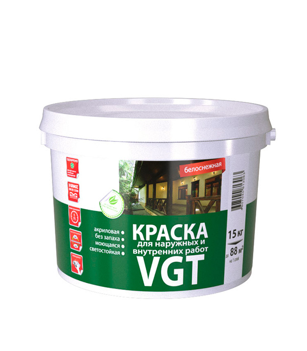 картинка Краска водно-дисперсионная VGT Белоснежная моющаяся 15 кг от магазина Ютек