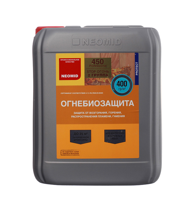 картинка Антисептик Neomid 450 огнебиозащитный II группа бесцветный 10 кг от магазина Ютек