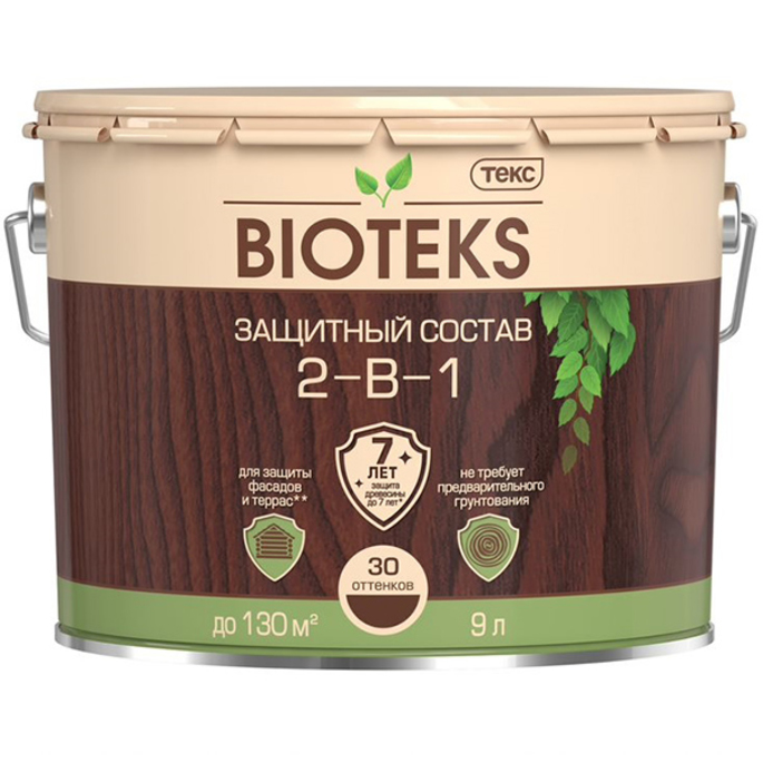 картинка Антисептик Текс Bioteks 2-в-1 декоративный для дерева рябина 9 л от магазина Ютек