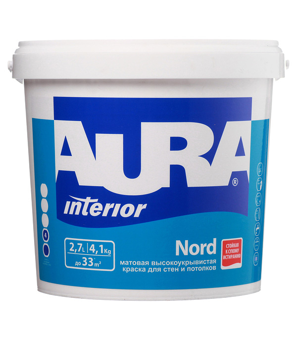 картинка Краска водно-дисперсионная интерьерная Aura Interior Nord белая основа А 2,7 л от магазина Ютек