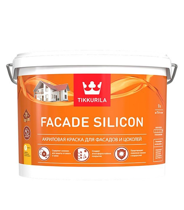 картинка Краска водно-дисперсионная фасадная Tikkurila Facade Silicon белая основа VVA 9 л от магазина Ютек
