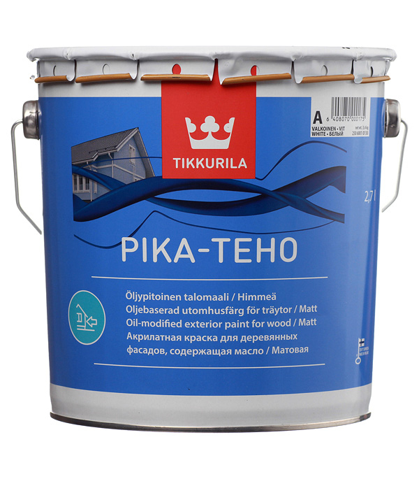 картинка Краска водно-дисперсионная для деревянных фасадов Tikkurila Pika-Teho белая основа А 2,7 л от магазина Ютек