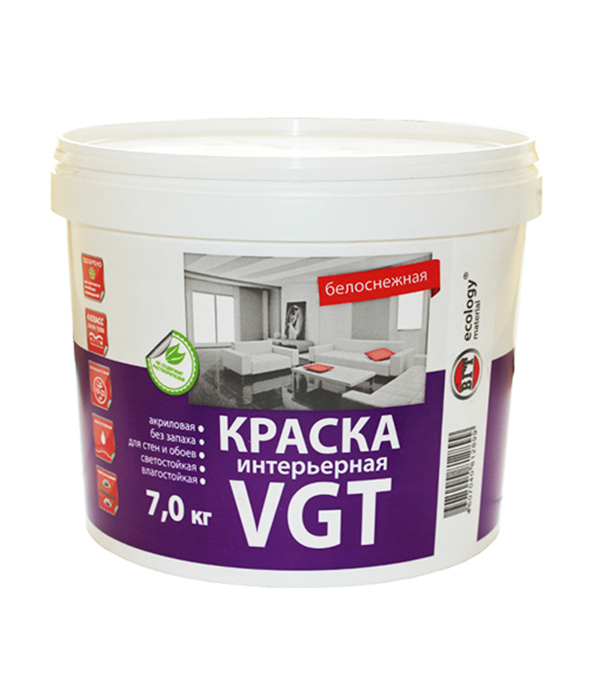 картинка Краска водно-дисперсионная VGT влагостойкая белоснежная 7 кг от магазина Ютек