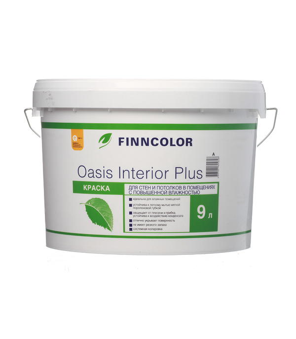 картинка Краска водно-дисперсионная Finncolor OASIS INTERIOR PLUS моющаяся белая основа А 9 л от магазина Ютек