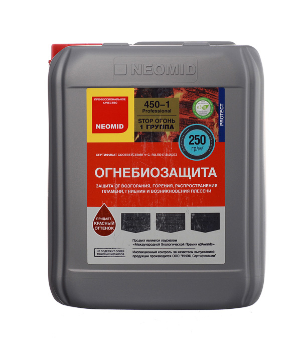 картинка Антисептик Neomid 450 огнебиозащитный I группа красный 10 кг от магазина Ютек