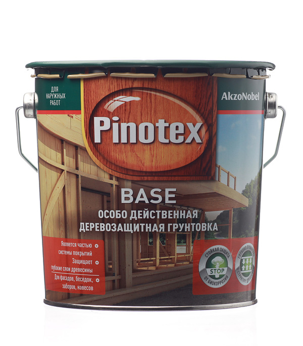 картинка Антисептик Pinotex Base грунтовочный для дерева бесцветный 2,7 л от магазина Ютек