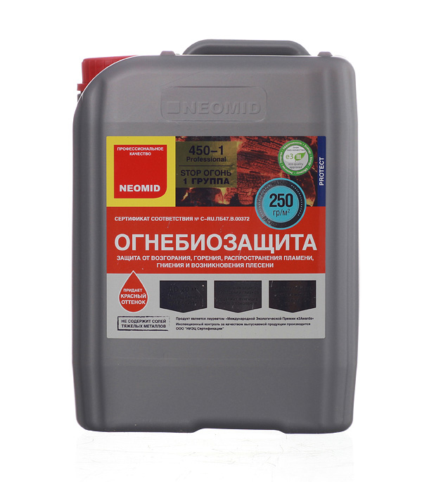 картинка Антисептик Neomid 450 огнебиозащитный I группа красный 5 кг от магазина Ютек
