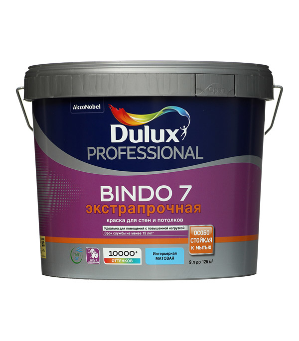 картинка Краска водно-дисперсионная Dulux Bindo 7 экстрапрочная моющаяся основа ВС 9 л от магазина Ютек