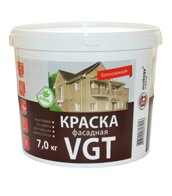 картинка Краска водно-дисперсионная фасадная VGT Белоснежная 7 кг от магазина Ютек